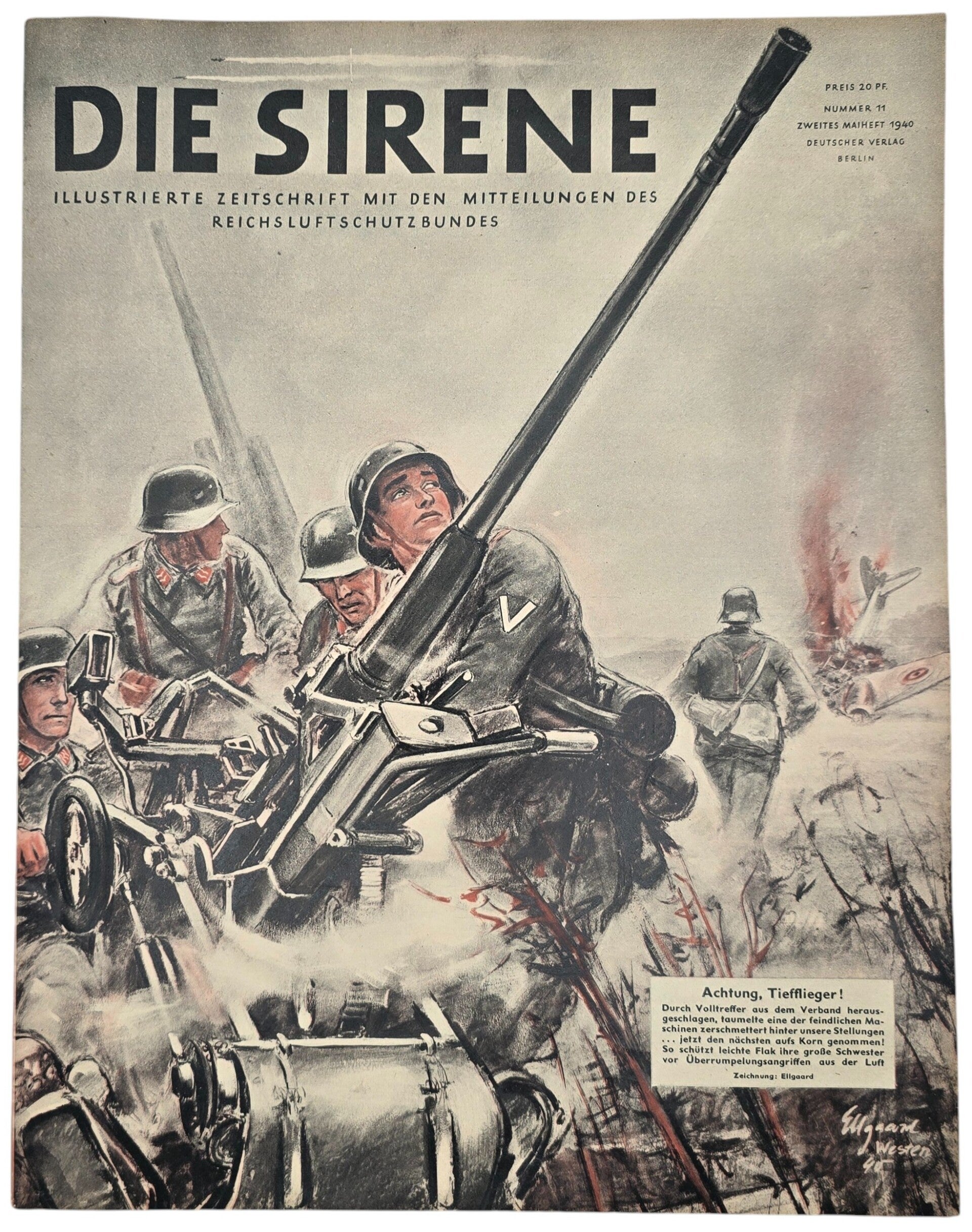 Original WW2 German RLB Magazine - Die Sirene, Nr. 11, Luftwaffe Flak (1940)