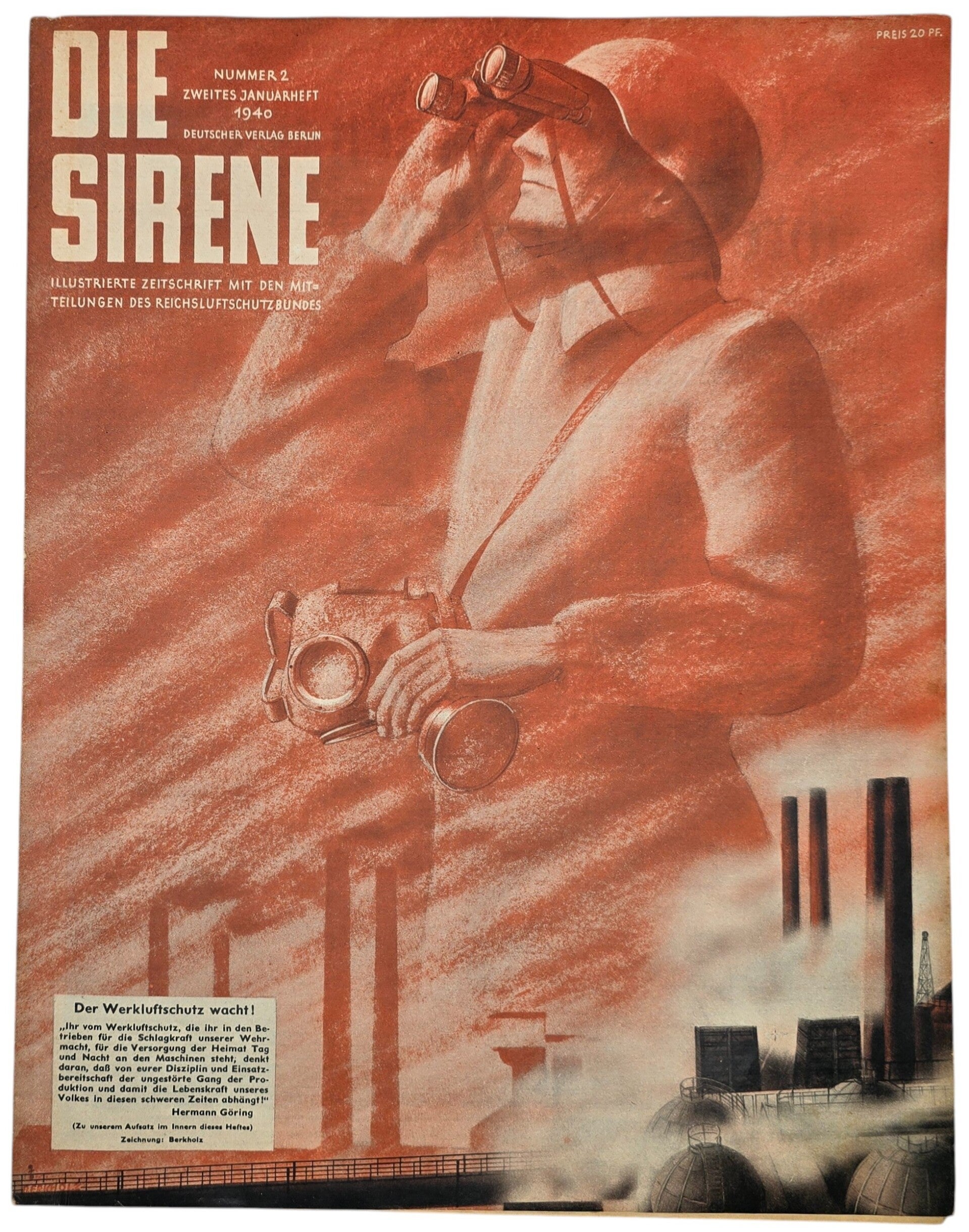 Original WW2 German RLB Magazine - Die Sirene, Nr. 2, Werkluftschutz (1940)