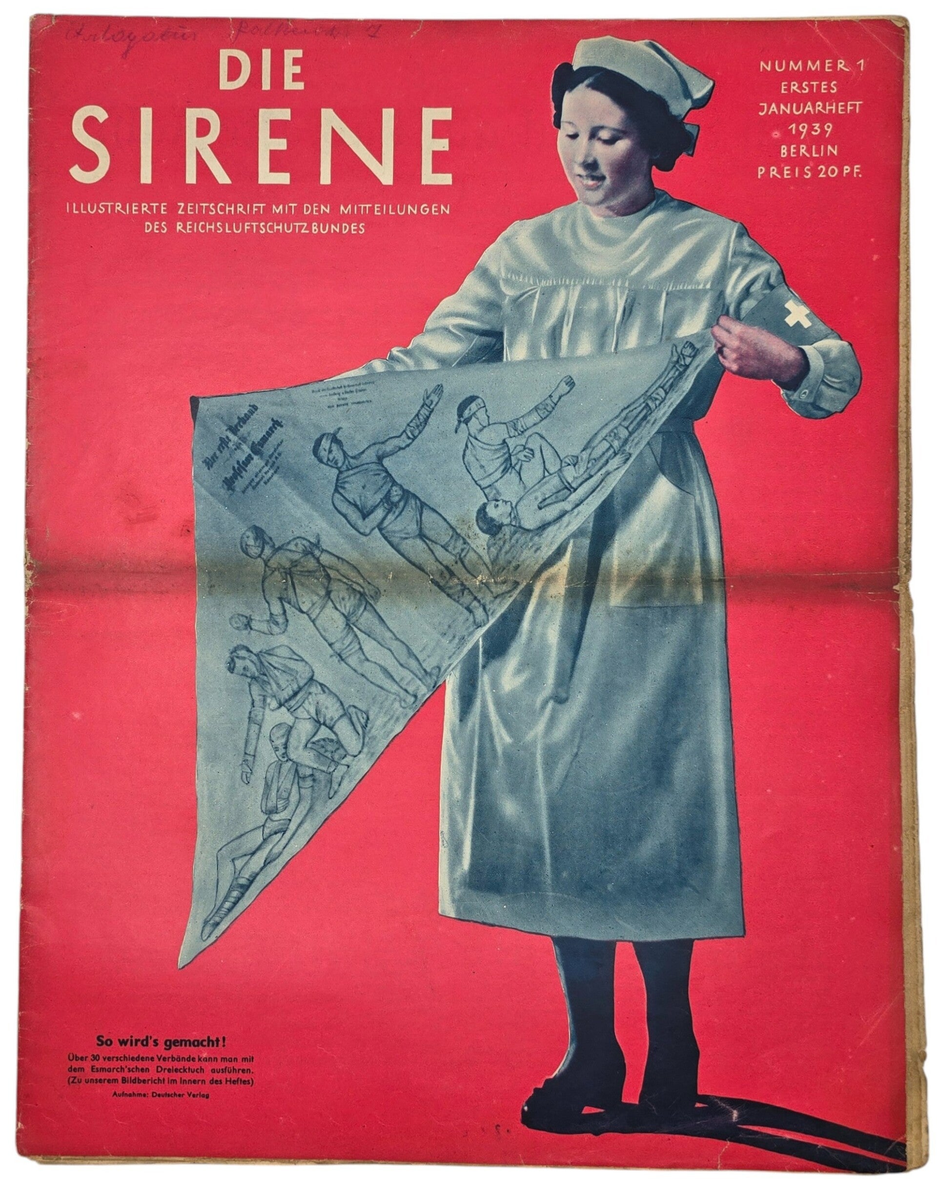 Original WW2 German RLB Magazine - Die Sirene, Nr. 1, Dreiecktuch (1939)