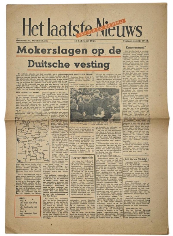 Original WW2 Dutch Collaboration Newspaper - Het Laatste Nieuws, 16th of February (1945)