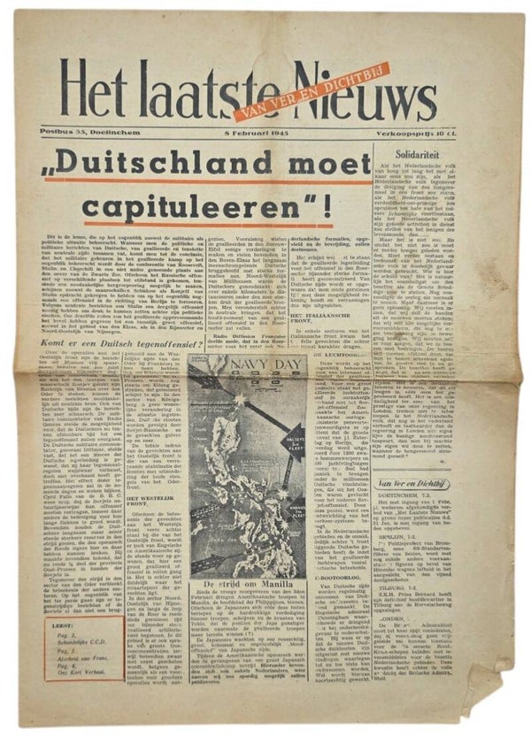 Original WW2 Dutch Collaboration Newspaper - Het Laatste Nieuws, 8h of February (1945)