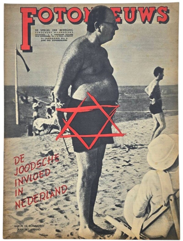 Original WW2 Dutch Collaboration NSB Magazine - Fotonieuws, 2nd year No. 6 ''Joodsche invloed in Nederland'' (1942)