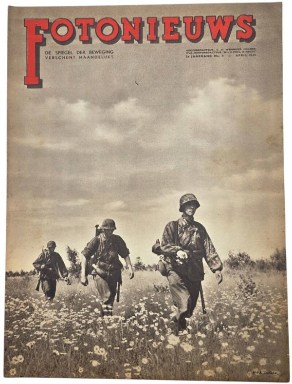 Original WW2 Dutch Collaboration NSB Magazine - Fotonieuws, 2de year No. 4 ''Waffen SS at the front'' (1942)