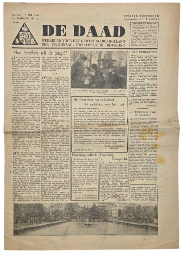 Original WW2 Dutch Collaboration NSB Newspaper - De Daad Amsterdam 11th year No. 21 (1944)