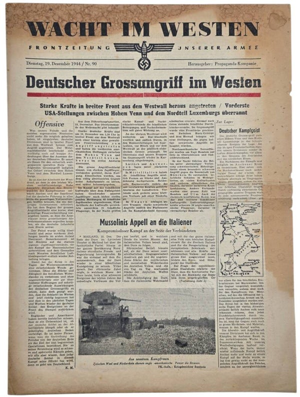 Original WW2 German Newspaper - Wacht im Westen No 90, 19 Dezember, Holland (1944)