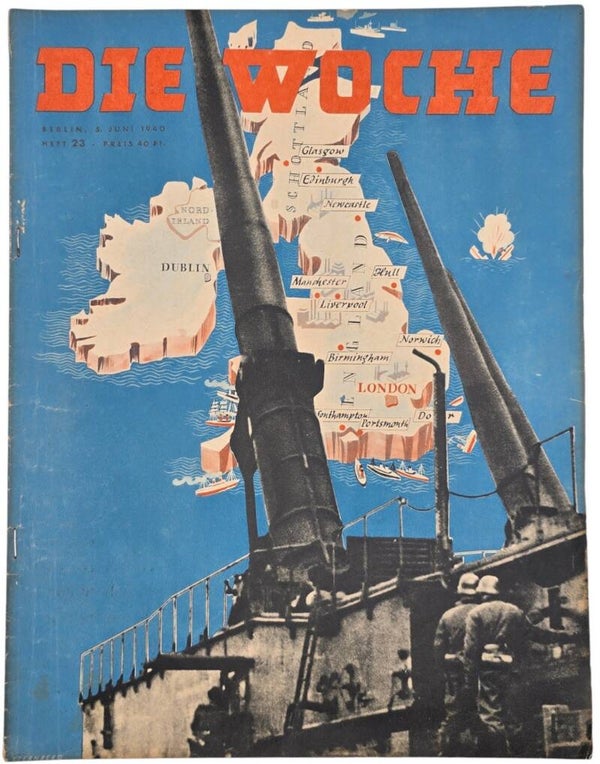 Original WW2 German Magazine - Die Woche No. 23, Railroad canon (1940)