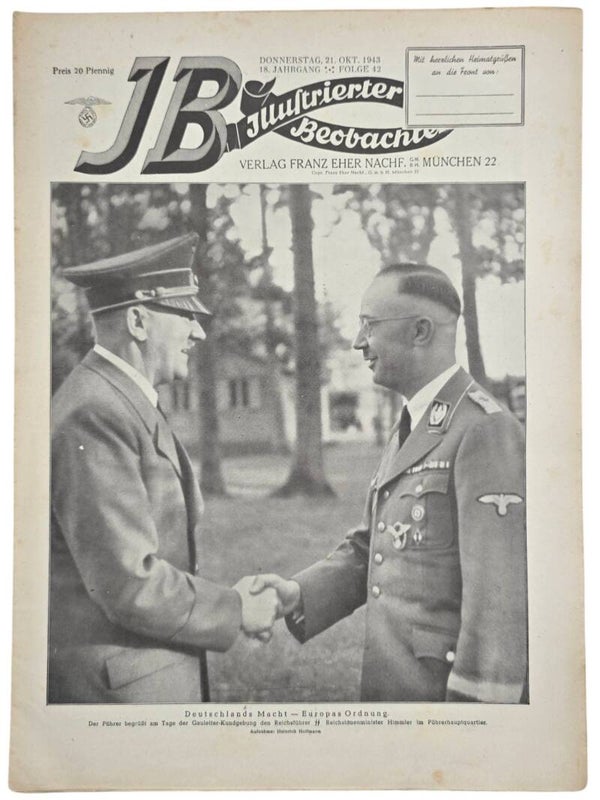 Original WW2 German Magazine - Illustrierter Beobachter 18th Year No. 42, Adolf Hitler & Heinrich Himmler (1943)