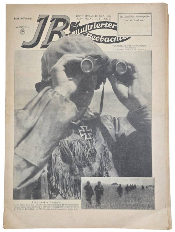 Original WW2 German Magazine - Illustrierter Beobachter 18th Year No. 50, Knight's Cross wearer SS-Unterscharführer Hirning (1943)