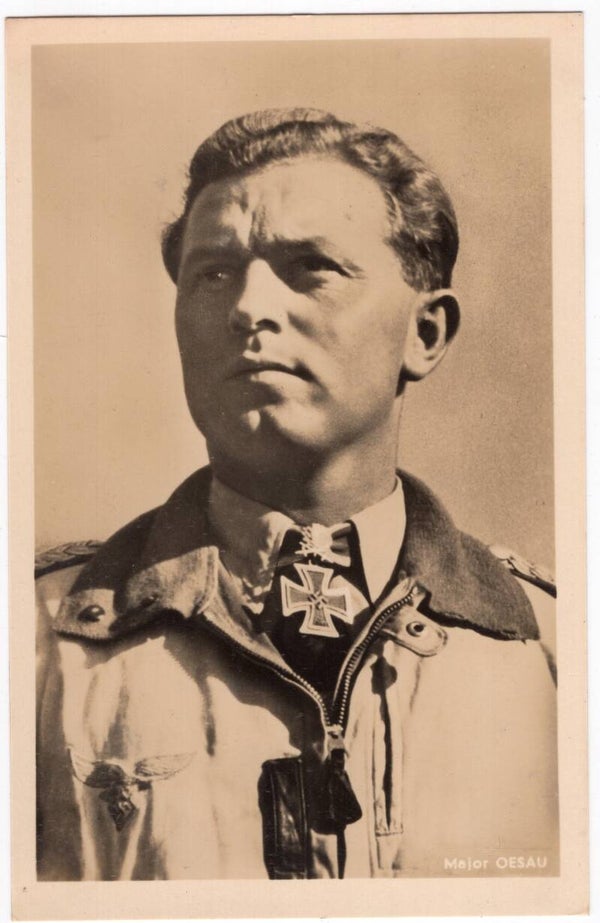 Original WW2 German Postcard - Luftwaffe Knights cross wearer Major Oesau