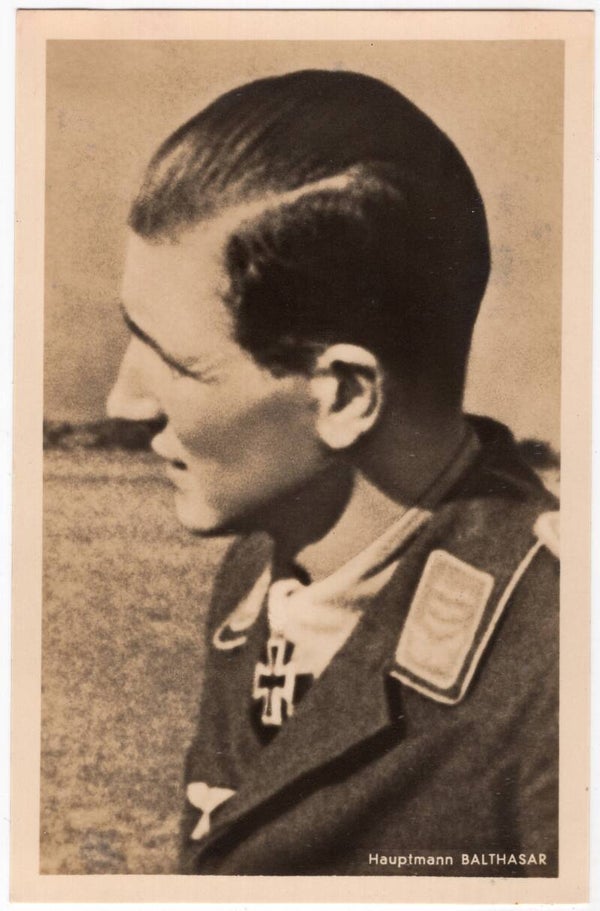 Original WW2 German Postcard - Luftwaffe Knights cross wearer Hauptmann Balthasar