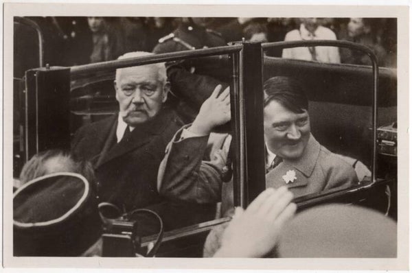 Original WW2 German Postcard - Adolf Hitler & von Hindenburg, Tag der Nationalen Arbeit (1933)