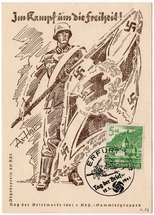 Original WW2 German Postcard - Im kampf im die Freiheit! Erfurt (1941)