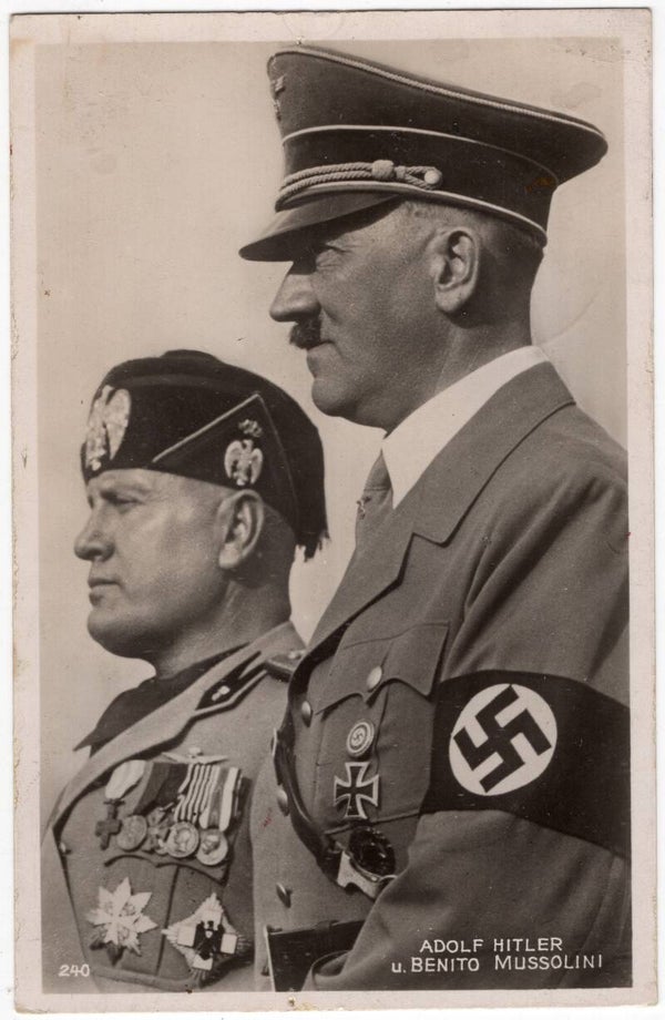 Original WW2 German Postcard - Adolf Hitler with Benito Mussolini