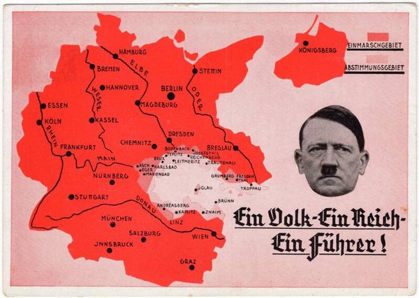 Original WW2 German Postcard - Ein Volk Ein Rich Ein Fuhrer! Prague (1939)