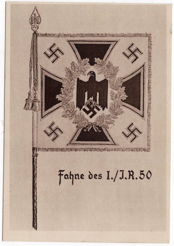 Original WW2 German Postcard - Fahne des I./J.R.50