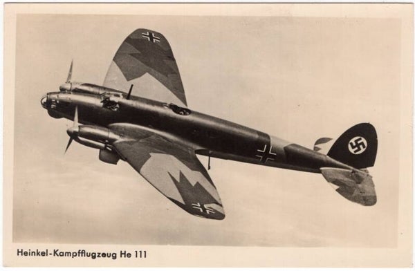 Original WW2 German Postcard - Heinkel Kampfflugzeug He 111 (1938)