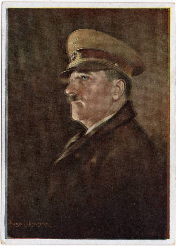 Original WW2 German Postcard - Painting Adolf Hitler, Hugo Lehmann