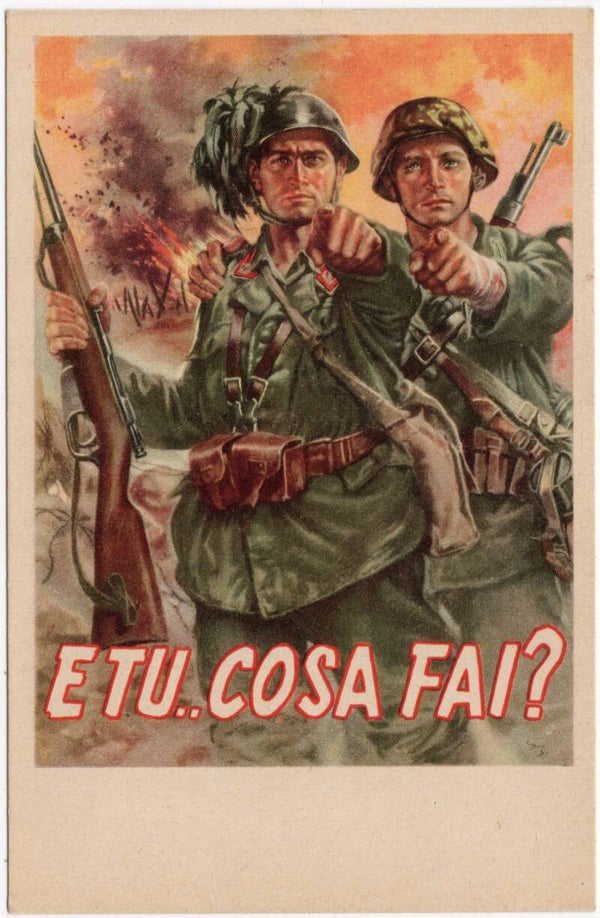 Original WW2 Italian Postcard - RSI E tu.. Costa Fai?