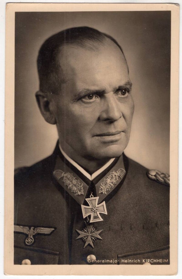 Original WW2 German Postcard - Ritterkreuz, Knights Cross wearer Generalmajor Heinrich Kirchheim