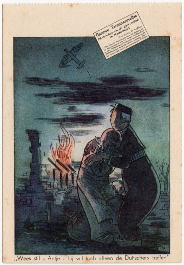 Original WW2 Dutch Collaboration NSB Postcard - ''Opnieuw Terreuraanvallen'' (1942)