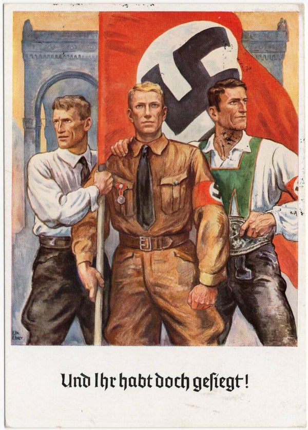 Original WW2 German Postcard - Und Ihr habt doch gesiegt! 9 November (1938)