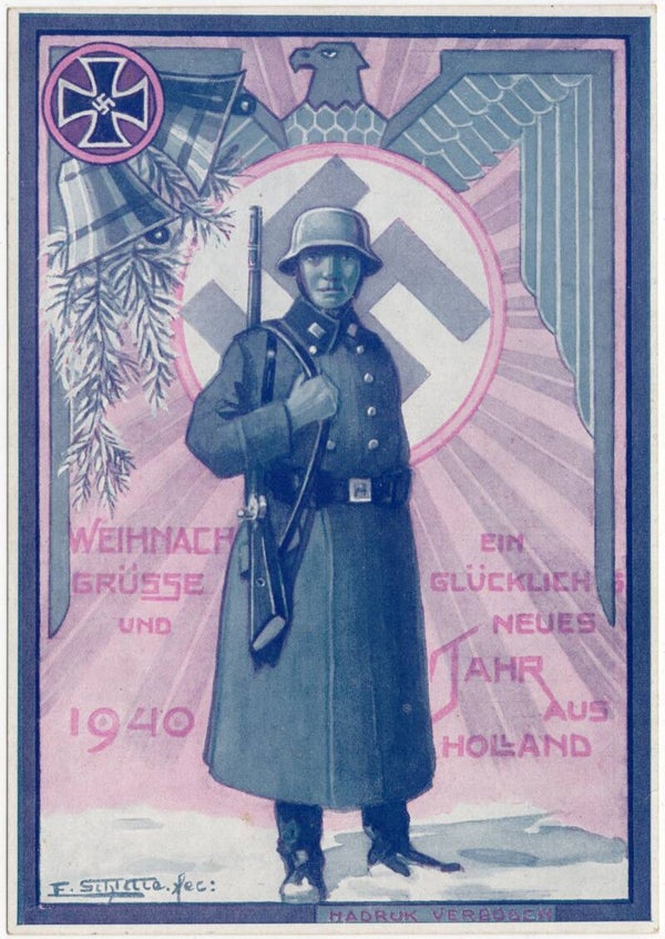 Original WW2 German Postcard - Weihnachten aus Holland, Zandvoort (1940)