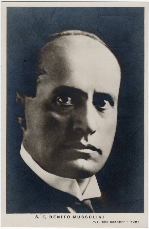 Original WW2 Italian Postcard - S. E. Benito Mussolini, Eva Barret, Rome