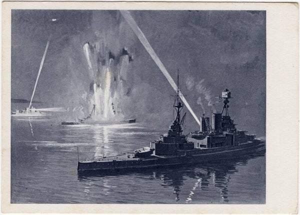 Original WW2 Belgian Collaboration Postcard - ''Een Duitsche onderzeeër boort het slagschip Royal Oak in Scapa Flow in den grond''