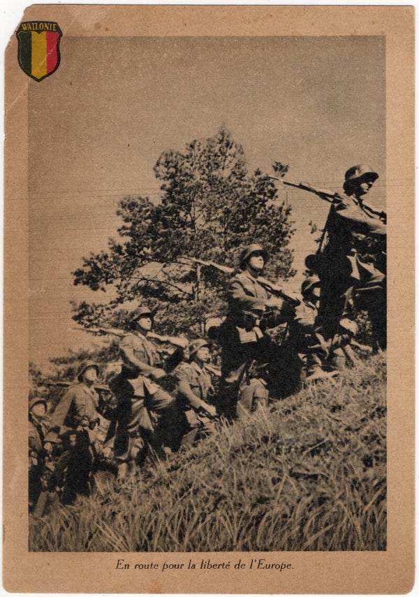 Original WW2 Walloon Waffen SS Postcard - Légion Wallonie ''En route pour la Liberté de l'Europe.''