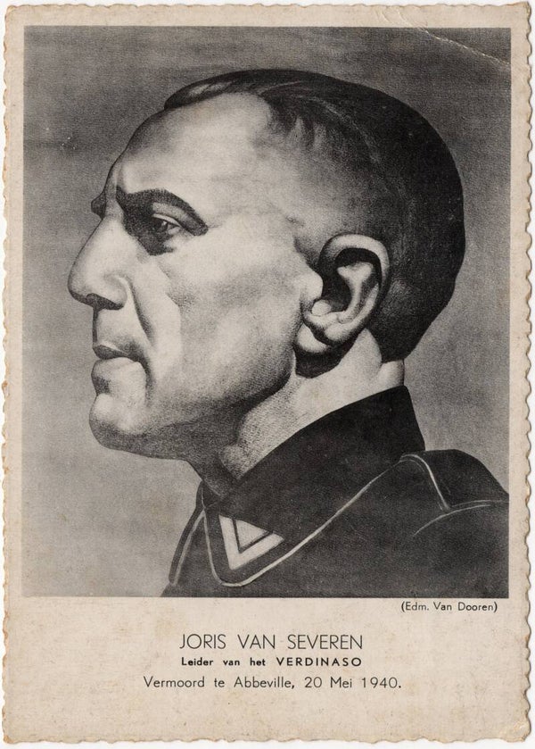 Original WW2 Flemish Collaboration Postcard - Verdinaso, Joris van Severen, Killed in Abbeville (1940)