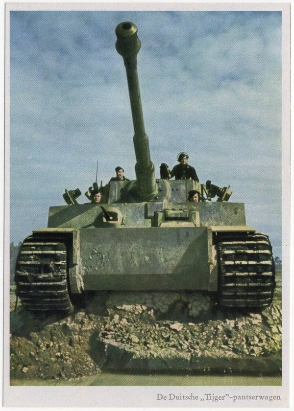 Original WW2 German Postcard - Panzer tank Tiger ''De Duitsche Tijger Pantserwagen''