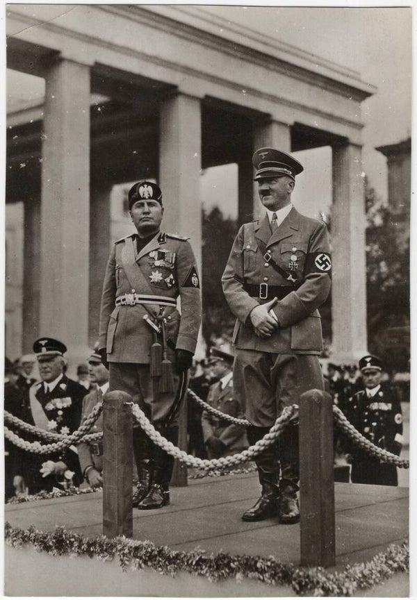 Original WW2 Italian Postcard - Benito Mussolini and Adolf Hitler