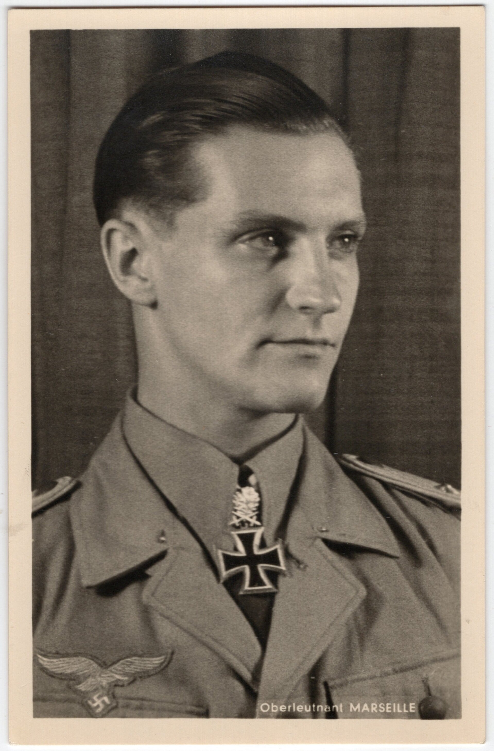 Original WW2 German Postcard - Luftwaffe Knights Cross wearer Oberleutnant Marseille