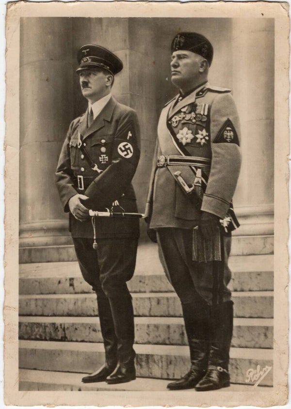 Original WW2 German Postcard - Adolf Hitler with Benito Mussolini