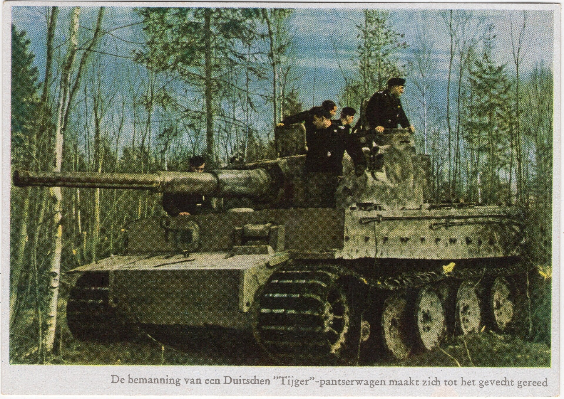 Original WW2 German Postcard - Panzer tank Tiger ''De bemanning van een Duitschen Tijger pantserwagen'', Schröter