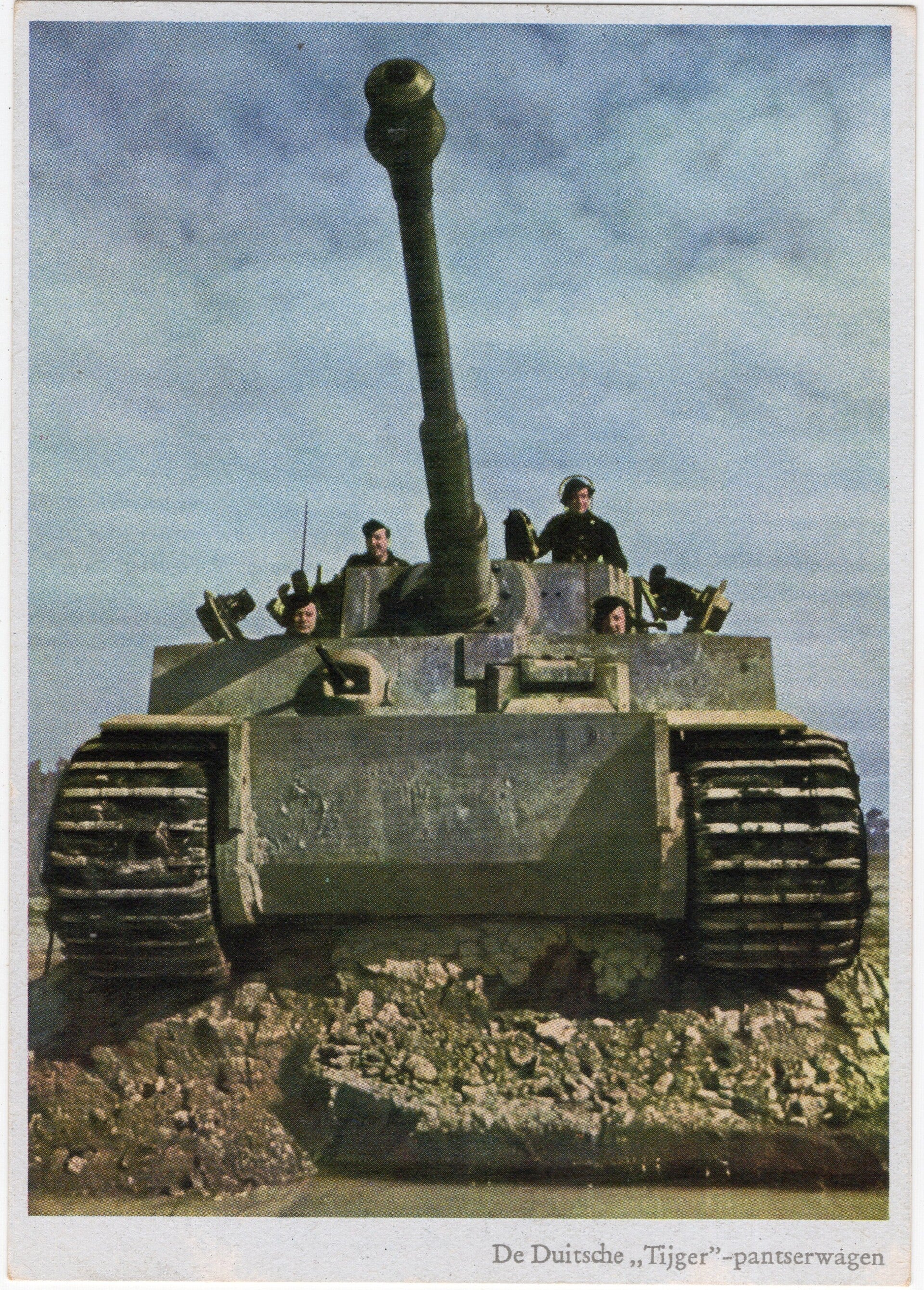 Original WW2 German Postcard - Panzer tank Tiger ''De Duitsche Tijger Pantserwagen''