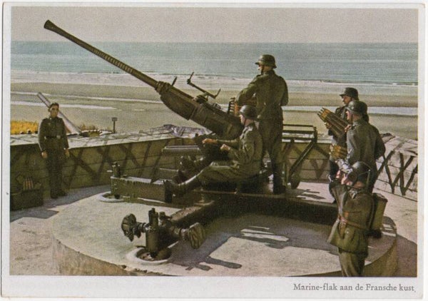 Original WW2 German Postcard - Kustenartillerie ''Marine-flak aan de Fransche kust'', Wenig