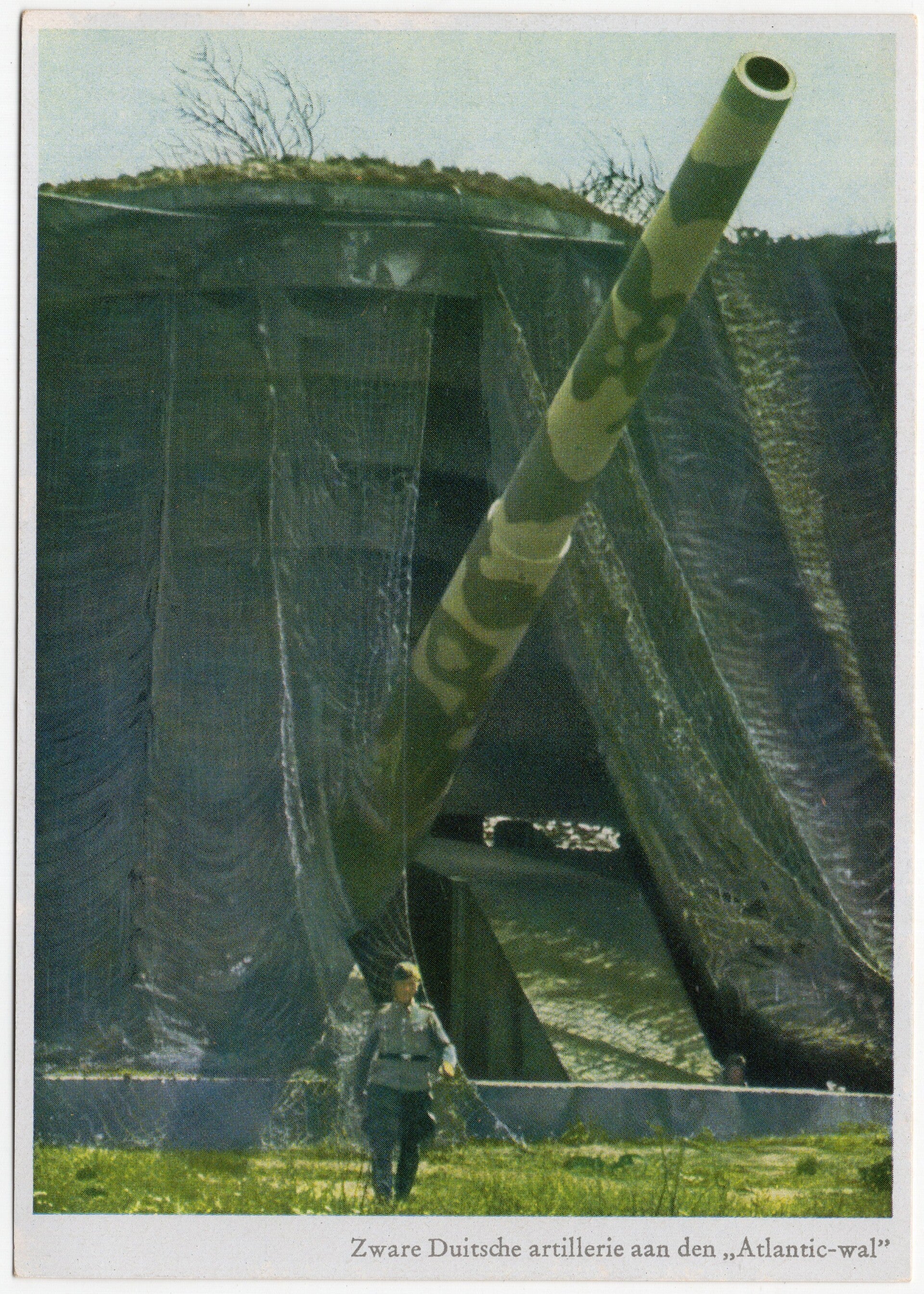 Original WW2 German Postcard - Bunker atlantic wall ''Zware Duitsche artillerie aan den Atlantic-wal'', Tritschler