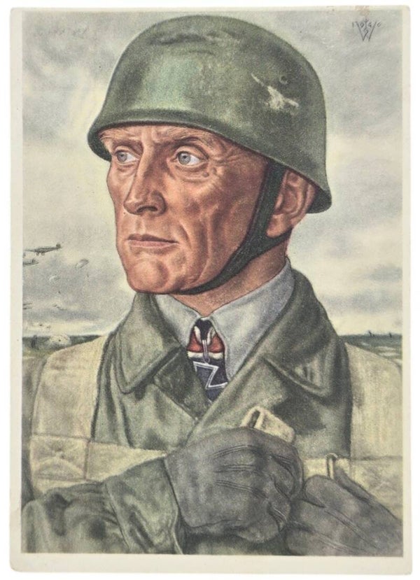 Original WW2 German Postcard - Fallschirmjäger Oberst Bräuer, W. Willrich