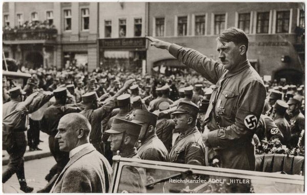 Original WW2 German Postcard - Reichskanzler Adolf Hitler with Ernst Röhm & Heinrich Himmler