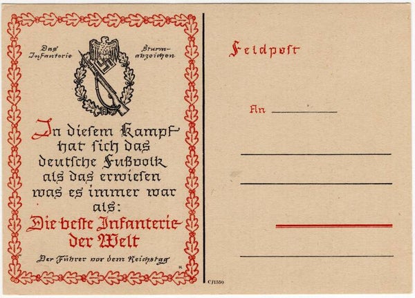 Original WW2 German Postcard - Das Infanterie Sturmabzeichen