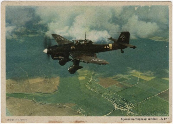 Original WW2 German Postcard - Luftwaffe airplane Sturzkampfflugzeug Junkers Ju87