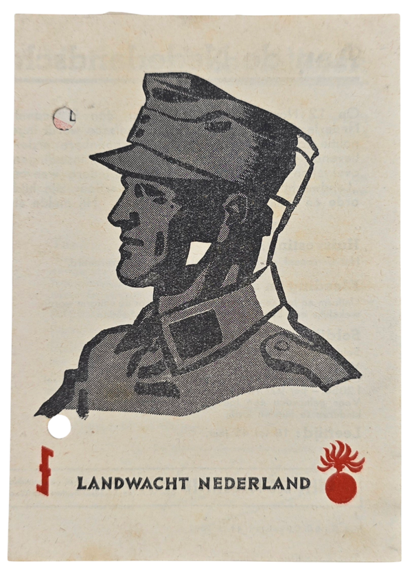 Original WW2 Dutch Collaboration Waffen SS Document - Landwacht Nederland recruitment flyer (1944)