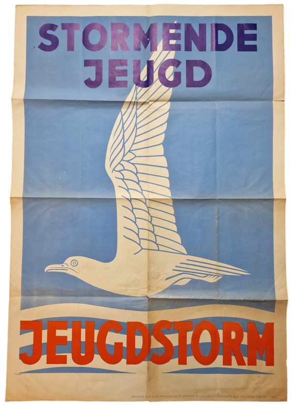 Original WW2 Dutch Collaboration NJS Poster - Jeugdstorm Stormende Jeugd, large edition (1943)