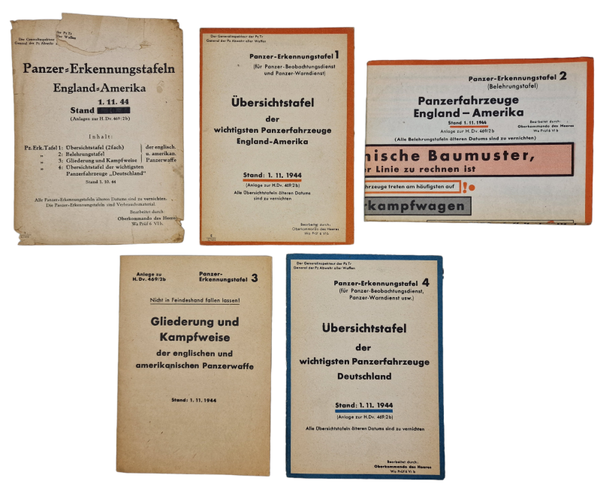 Original WW2 German Document - Panzer Erkennungstafel England Amerika, Tank recognition set (1944)