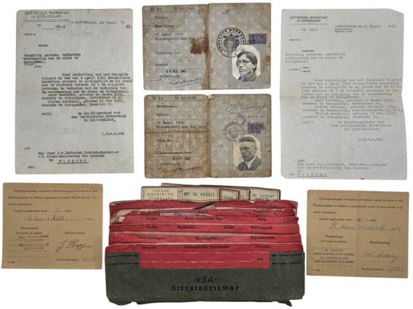Original WW2 Dutch Document - Fireman Bodegraven ID document set (1941 1943)