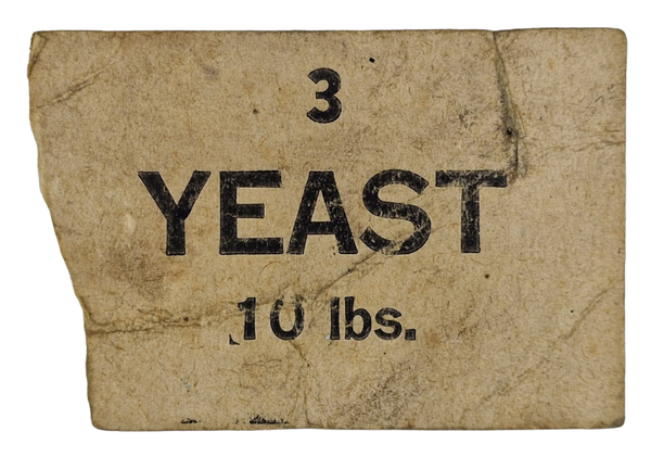 Original WW2 Dutch Document - Fooddroppings Food label ''3 Yeast 10 lbs.'' (1945)