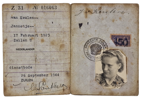 Original WW2 Dutch Document - Persoonsbewijs Zuilen, Houten, Schalkwijk (1944)