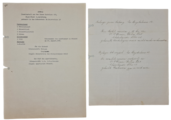 Original WW2 German Document - Household Quartieramt Utrecht (1942)