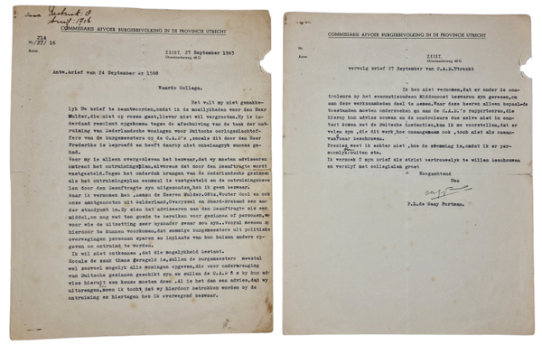 Original WW2 Dutch Document - Eviction of Dutch Houses for German refugees, Zeist (1943)